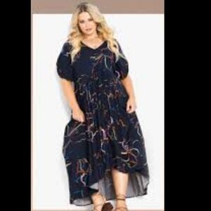 Avenue Floral Print Midi Dress Summer Travel Vacation NEW 26/28